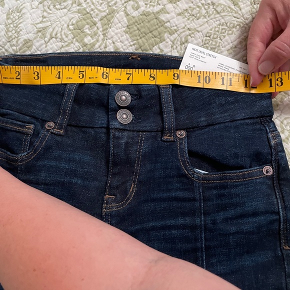 NWT American Eagle Dark Blue Jeans with Tan Stitching - Picture 6 of 11